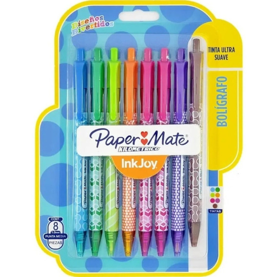 Set De Bolígrafos Kilométrico Paper Mate Esfero X8 Colores