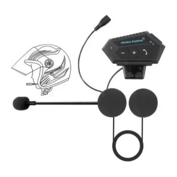 Intercomunicador Auriculares Casco Bluetooh Bt12 Moto Musica Sikeo Color Negro