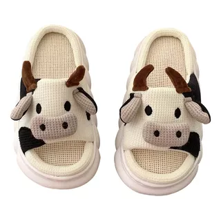 Pantuflas Vaca Mujer Cómodas Lino Sandalias Nube 