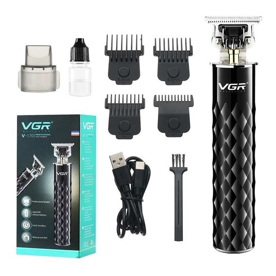 Maquina Corta Pelo Barba Calvo Trimmer Vgr V-170 Recargable Color Negro