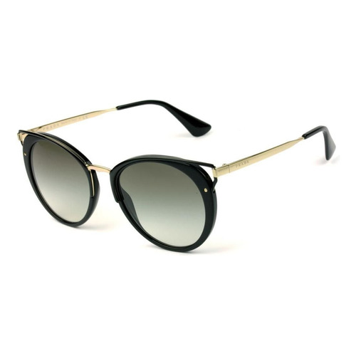 Gafas de sol Prada Spr66t 1ab-0a7, color negro, marco negro, color varilla dorada, lente dorada, diseño dorado, gafas para reclusos, lentes UV400 polarizadas