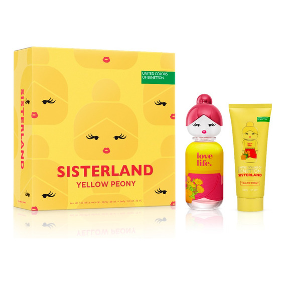 Set Benetton Sisterland Yellow Peony 80ml + Body Lotion 75ml Volumen De La Unidad 80 Ml