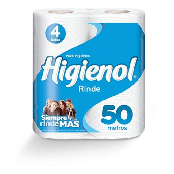 Papel Higiénico Higienol Rinde 50mt. X 4 Unid.