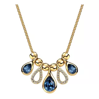 Elegante Collar Joyeria Mujer Dama Cristal Azul Austriaco