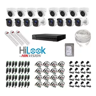 Kit Seguridad Hilook Completo 16 Camaras + Dvr + Accesorios