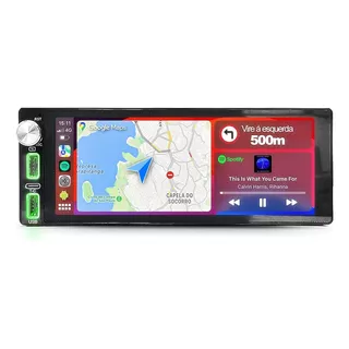 Kit Multimídia Radio 1din Universal Android Carplay Gps Usb Cor Preto