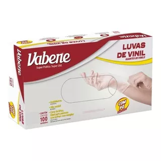 Luvas Descartáveis Vabene Cor Transparente Tamanho  M De Vinil Com Pó Em Kit De 10 X 100 Unidades 