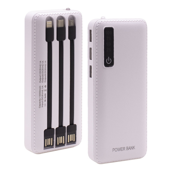 Power Bank 13000 Mah Cargador Inalambrico Cables Linterna Ax