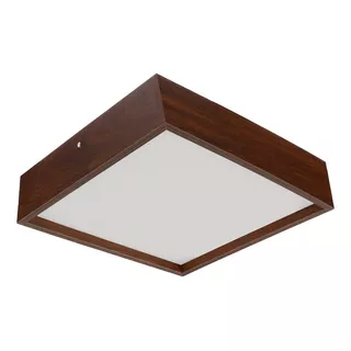 Luminária Plafon Madeira Quadrado 30cm Sala Quarto Cozinha Cor Imbuia 110v/220v