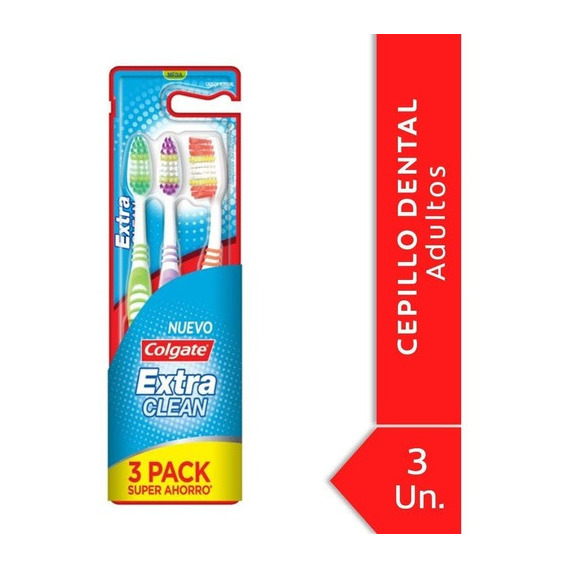 Colgate Extra Clean Cepillo Dental Adulto Medio X 3 Unidades