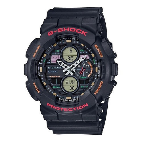 Reloj Casio G-shock Ga-140-1a4dr Correa Negro Bisel Negro Fondo Negro