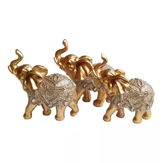 Trio Elefantes Decorativo Resina Indiano Sabedoria Sorte 3