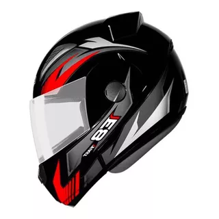 Capacete Ebf E8 Articulado Modelo Fast Preto E Vermelho