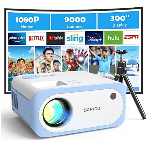 Mini Proyector, Native 1080p Full Hd 9000l