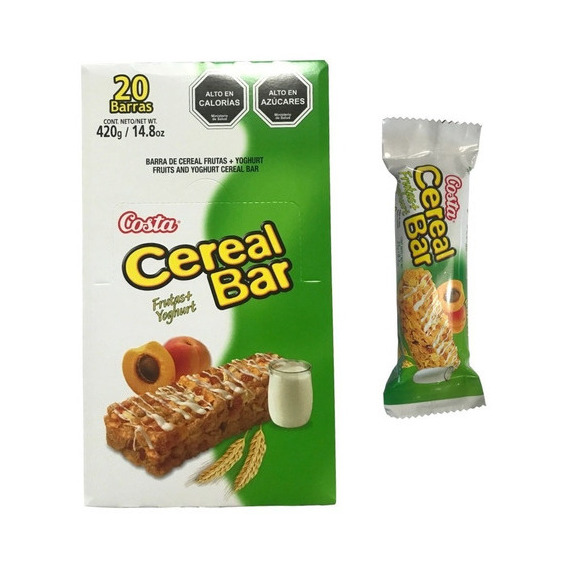 Barra Cereal Bar Costa Frutas + Yogurth X20 Un 21 Gr