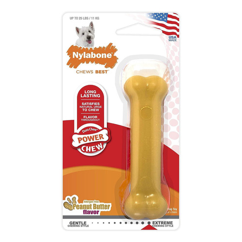 Juguete Nylabone Perro Power Dura Chew Mantequilla Maní 11kg