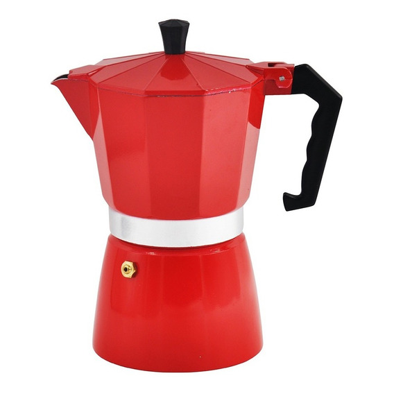 Cafetera Italiana Aluminio Cafe 300 Ml 6 Tazas Bastiani Roja