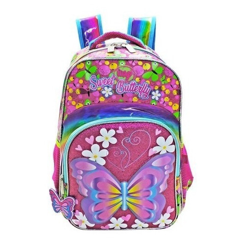 Mochila Escolar Mariposas Primaria Backpack Uni31 Color Rosa