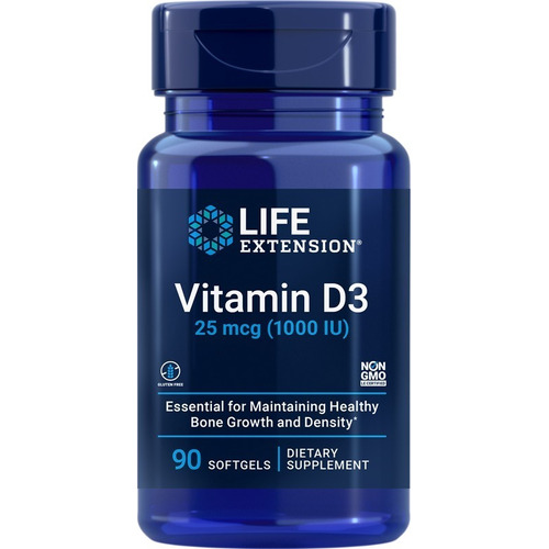 Life Extension Vitamina D3 25 Mcg, 90 Softcaps Sin sabor