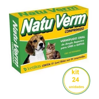 24 Uni. Natuverm Comprimido Para Cães E Gatos - 4 Comprimido