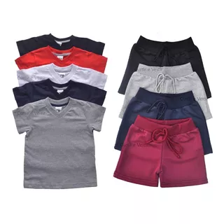 Kit C/ 4 Shorts + 5 Camisetas Manga Curta P/ Bebê M,g,gg