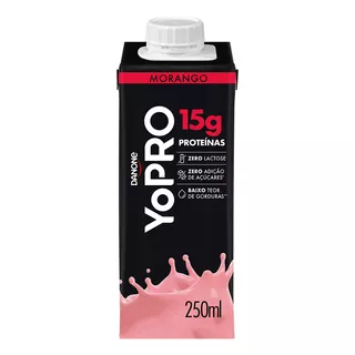 Bebida Láctea Uht Morango Zero Lactose Yopro Shake Caixa 250ml