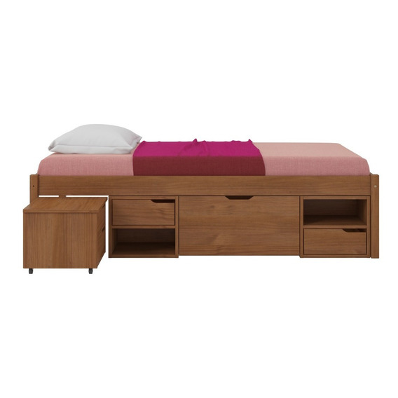 Cama Madera Maciza Con Cajones  - Rustico Muebles -