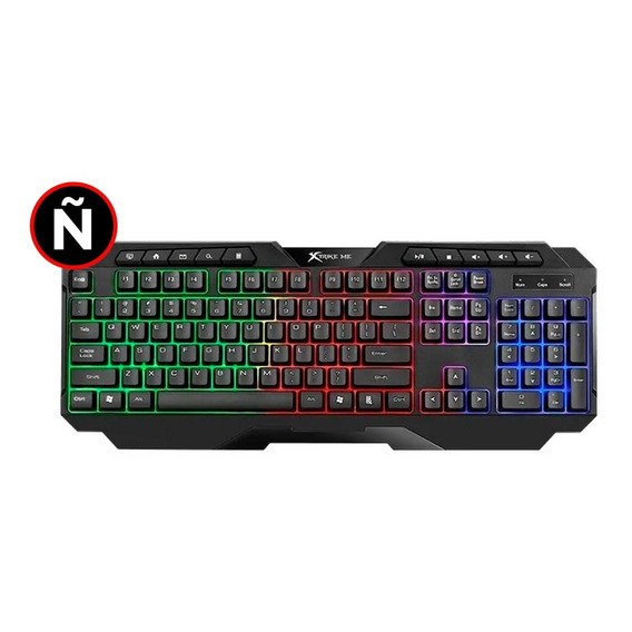 Teclado Gamer Xtrike Me Español Membrana Usb Pc Iluminacion Color del teclado Negro Idioma Español Latinoamérica