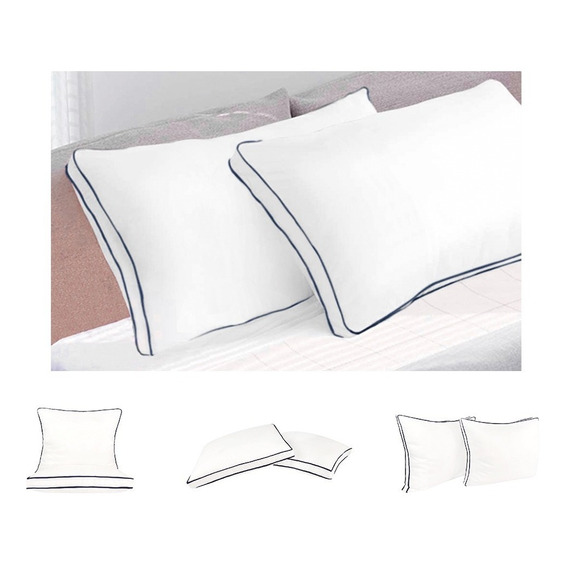 4 Almohadas Premium Hoteleras Semi Firmes Frescas Azul