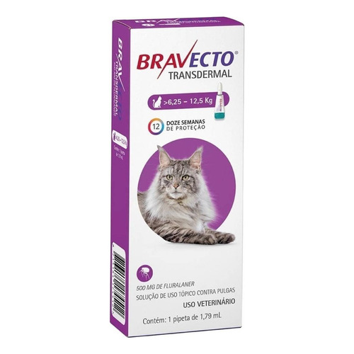 Pipeta antiparasitario para pulga MSD Bravecto Transdermal Bravecto Gatos para gato de 6.25kg a 12.5kg