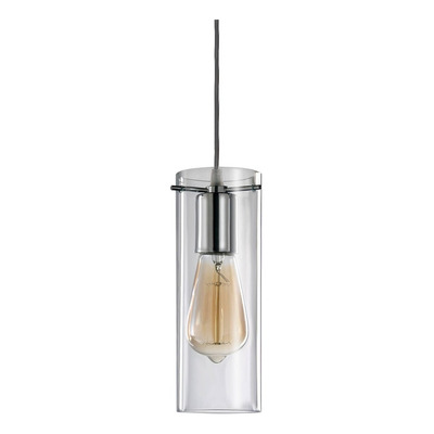 Colgante 1 Luz Cromo Deco Apto Led Cilindro Transparente 