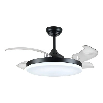 Ventilador Techo 428b Negro Palas Retractiles Led 24w Laft 1.07 M Negro Transparente Abs 4