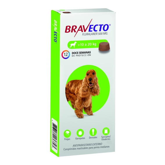 Bravecto Anti Pulgas Y Garrapatas 10 A 20 Kg