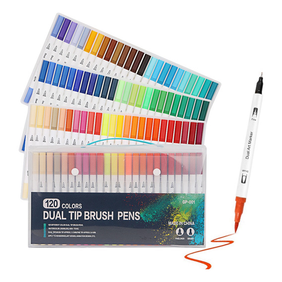 Plumones Pincel Brush 120 Colores Marcadores Doble Punta