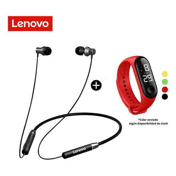 Audífonos Bluetooth Lenovo Qe03 + 1 Reloj Pulsera Digital