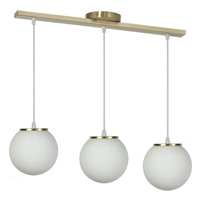 Lampara Colgante Liston 3 Luces G9 Globo 15 Cm Oro Apto Led Oro
