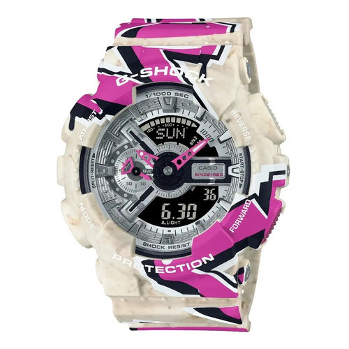 Reloj Casio G-shock Youth Street Spirit Ga110ss1acr E-watch Color de la correa Naranja 4B2 Color del bisel Blanco Color del fondo Negro