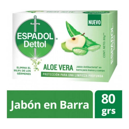 Jabón Antibacterial Espadol Dettol Aloe Vera 80g