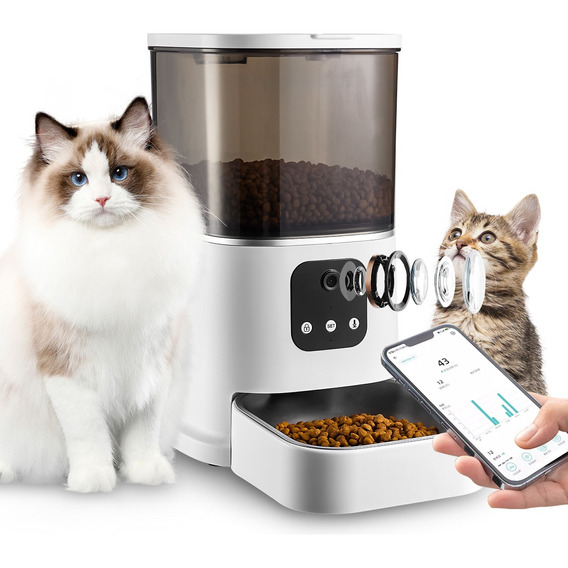 Alimentador Automático Perros Y Gatos 6l Wifi App Con Cámara