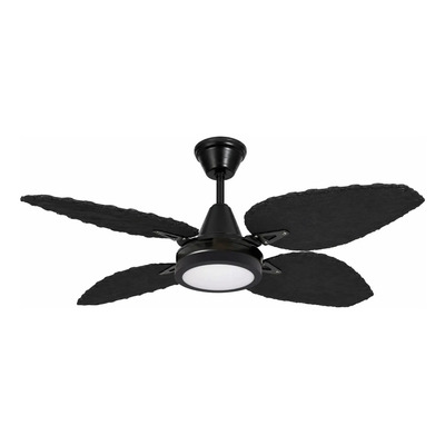 Ventilador De Techo Siena Negro Palas Rattan Con Led 18w