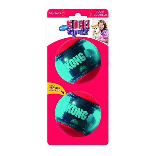 Kong Squezz Action Ball Largejuguete Pelota Perro Pack X2 Color Celeste