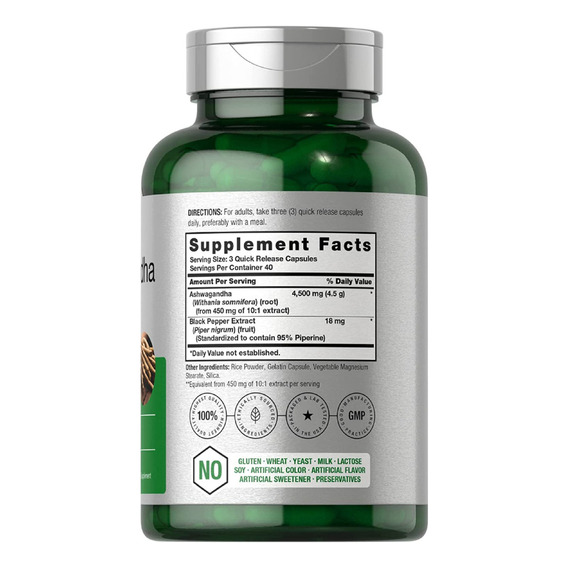 Suplemento En Cápsula Horbaach  Premium Withania Somnifera Withania Somnifera 4500mg En Pote 120 Un