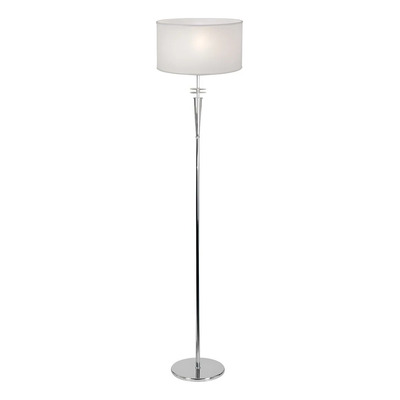 Lampara De Pie Cromo Y Tela Detalle Cristal Alta Calidad Lsi Blanco Platil