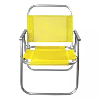 Cadeira De Praia Aluminio - Reforçada Riviera Até 130kg Cor Amarelo
