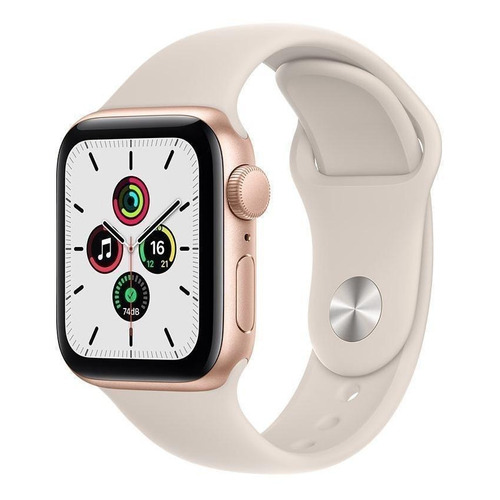 Apple Watch SE (GPS, 40mm) - Caja de aluminio color dorado - Correa deportiva Blanco estelar