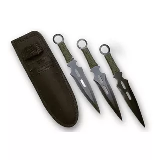 Set De 3 Cuchillos De Lanzar Balanceados Cordon Verde Funda