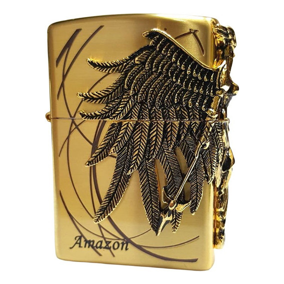 Encendedor Bolsillo Personalizado Diseño Guerrero Amazen Oro