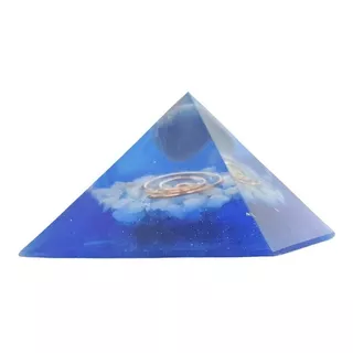 Orgonite Pirâmide Azul Com Quartzo Azul   Amigos E Saúde