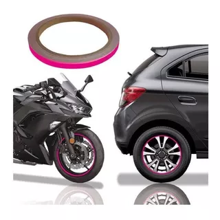Friso De Roda Fluorescente Motos Aplicador Adesivo Rosa Pink Fita