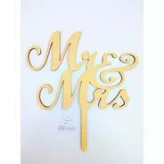 Cartel - Topper Cake Mr & Mrs Personalizado Mdf/ Fibrofacil